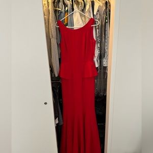 Beautiful BCBG long red peplum dress